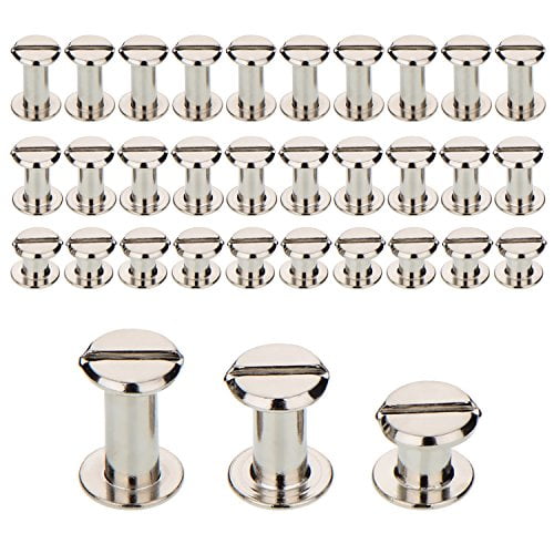 50 Set 8*5mm Solid Brass Rivet Chicago Screw for Leather Craft Flat