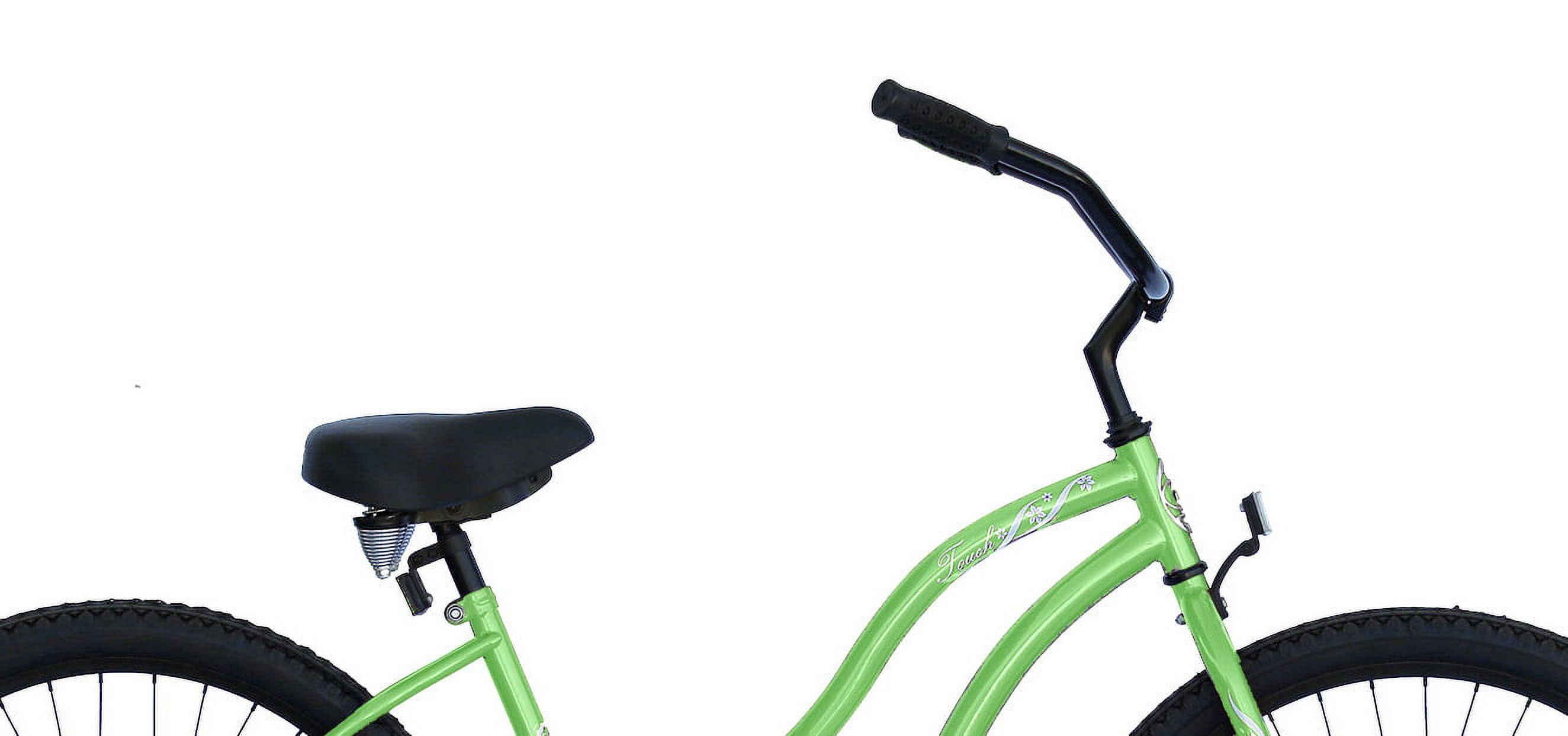 WonderWheels 26" Beach Cruiser Coaster Brake Single Speed Black Spokes One Piece Crank Alloy Black Rims 36H - Pearl Green