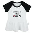 thumbnail image 1 of Someone In Their Loves Me Funny Dresses For Baby, Newborn Babies Skirts, Infant Princess Dress, 0-24M Kids Graphic Clothes (Black Raglan Dresses, 6-12 Months), 1 of 4