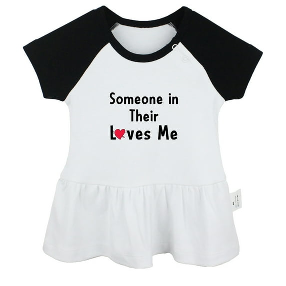 Someone In Their Loves Me Funny Dresses For Baby, Newborn Babies Skirts, Infant Princess Dress, 0-24M Kids Graphic Clothes (Black Raglan Dresses, 6-12 Months)