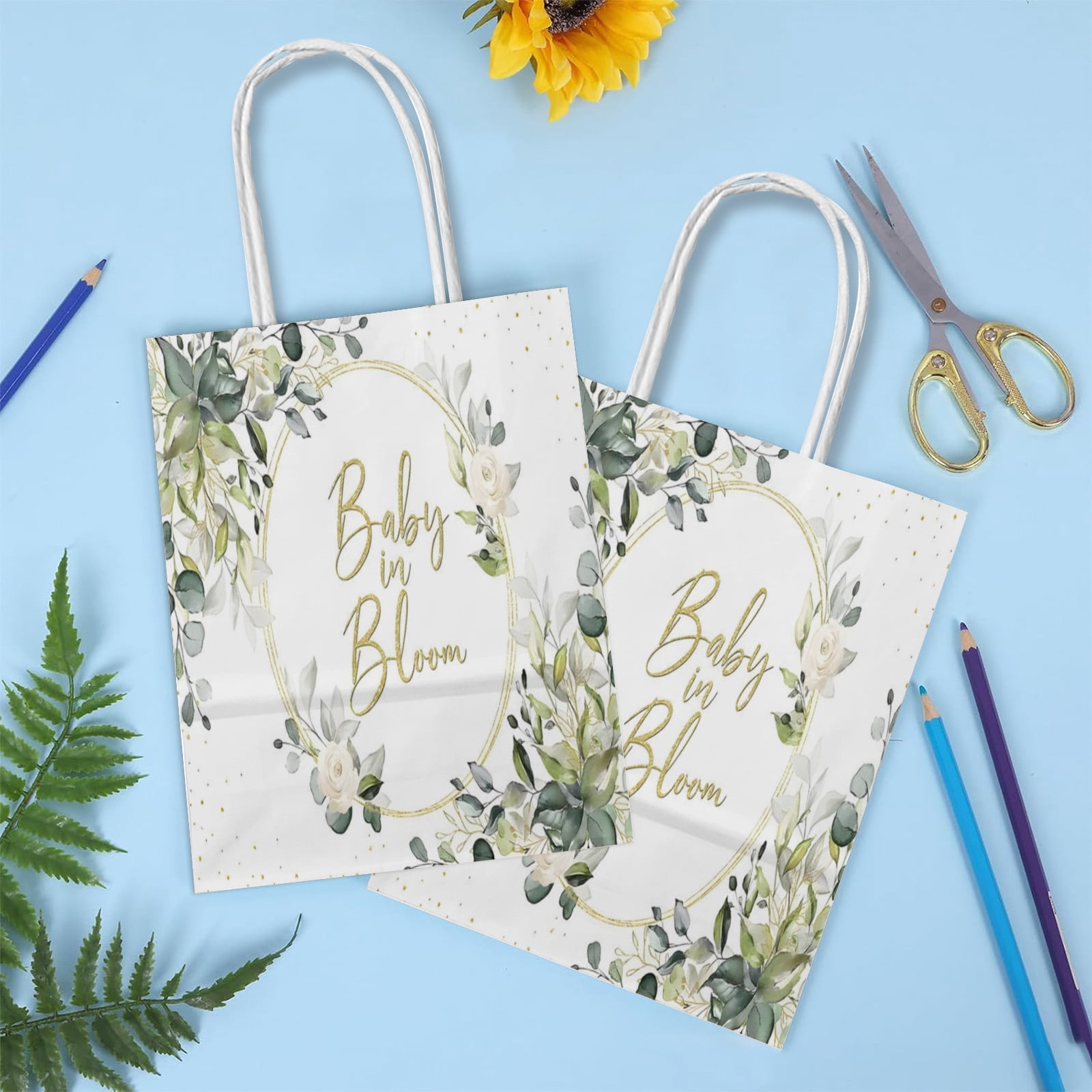 YAHAFEPY 20Pcs Baby In Bloom Baby Shower Party Favor Bags Floral Style
