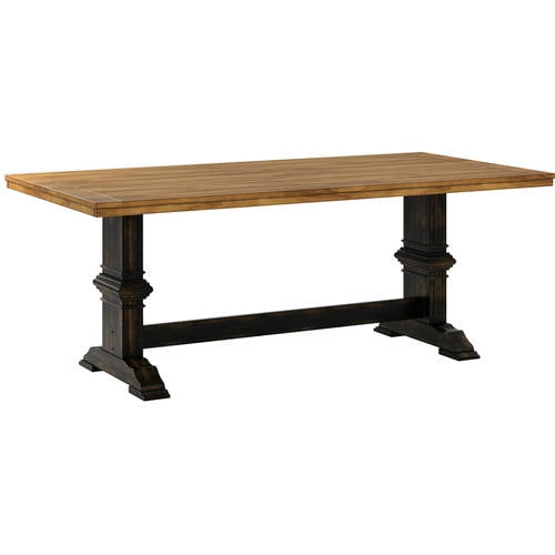 Weston Home 78" Rectangular Oak Top Dining Table with Antique Black