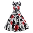 thumbnail image 3 of WILLBEST Vestidos Casuales para Mujer Fiesta Vintage de Las Mujeres con Cuello En V Sexy Estampado Floral Vestido sin Mangas Cena Vestido Formal Mediana, 3 of 3