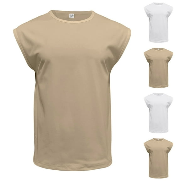 Men's Tank Tops Summer Solid Color Casual Loose Sleeveless Round Neck Round Neck Tank Top Workout Tank Tops Gym Sleeveless Shirts Bodybuilding Muscle Tee Shirt