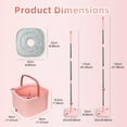 thumbnail image 3 of INWEJIA Spin Mop and Bucket Set with Telescopic Stainless Steel Handle, Pink, 6-Piece, 3 of 9