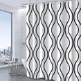 thumbnail image 3 of Black and White Shower Curtain, Modern Black Stripes Shower Curtain for Bathroom Waterproof Polyester Fabric Geometric Shower Curtain Set with Hooks, 72x84 Inch, 3 of 5
