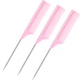 thumbnail image 1 of 3 paquetes de peine de cola de rata de 9 pulgadas, peine de fibra de carbono resistente al calor con púa de metal, peines de dientes finos para mujeres y niñas, 1 of 5