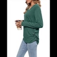 thumbnail image 3 of Camisas de Larga para Mujer, Cuello en V, Blusas Casuales, Sueltas, Elegantes, Básicas, Moda de Otoño, Conjuntos de Moda, Ropa de Invierno Verde XL, 3 of 7