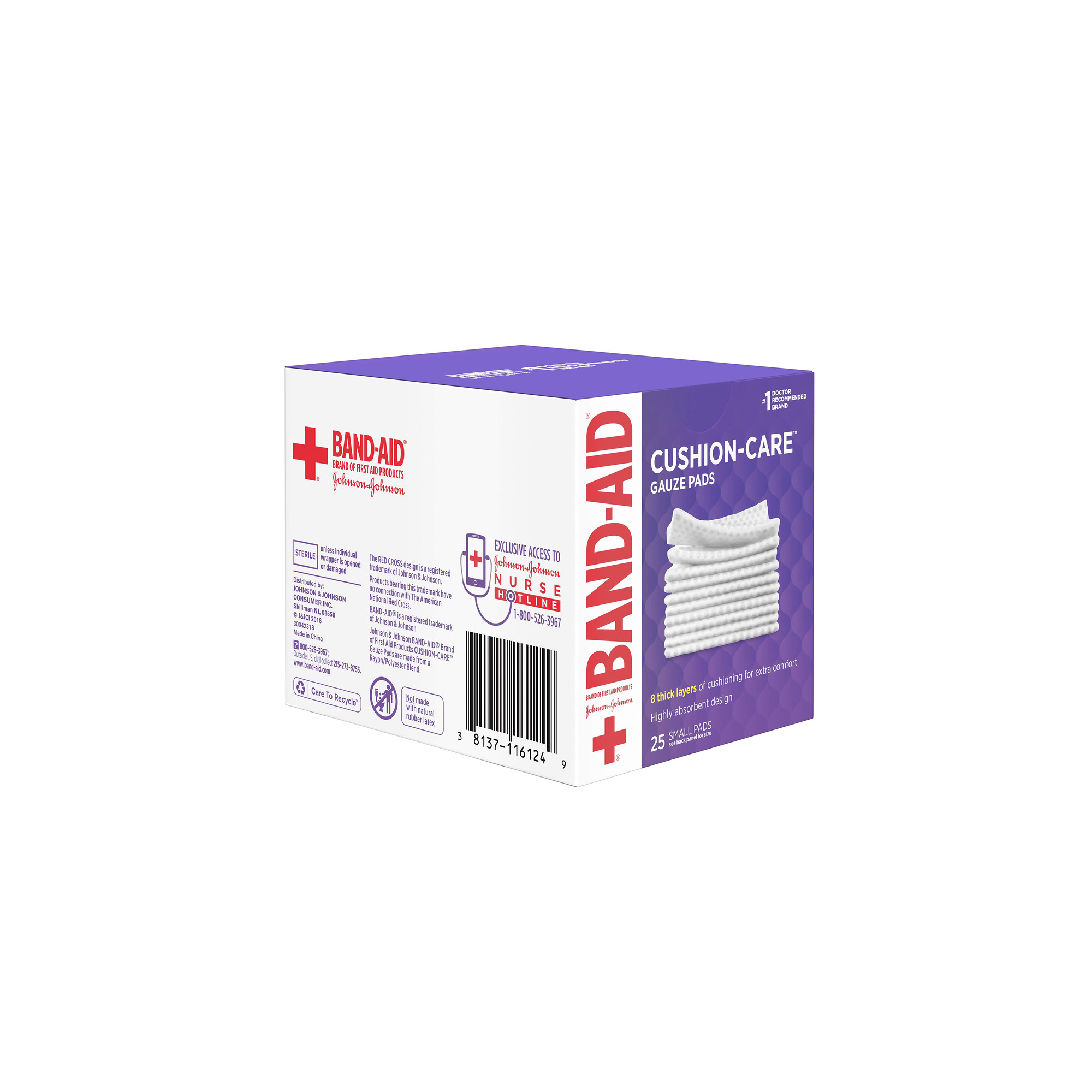 Band-Aid Brand Small Cushion Care Thick Gauze Pads 2 in X 2 in 25 Ct (Pack of 48)