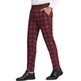 thumbnail image 5 of INSPIRE CHIC Men's Business Plaid Lightweight Regular Fit Flat Front Checked Pants 30 Black Red, 5 of 7