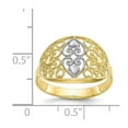 thumbnail image 3 of 10K Two-Tone Gold Ring Band Themed & Rhodium Filigree Heart, Size 6, 3 of 5
