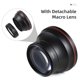 thumbnail image 3 of Lente de la cámara Kit de lentes de cámara de 58 mm con lente gran angular de 0,43X + lente macro Reemplazo de lente de cámara DSLR de aleación de aluminio para Canon EOS 70D/77D/80D/1100D/700D/650D/6, 3 of 6