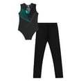 thumbnail image 6 of iEFiEL Kids Girls Sparkly Rhinestones Gymnastics Unitard Sleeveless Athletic Leotard with Leggings Pants Dancewear Lake Blue&Black 8, 6 of 7