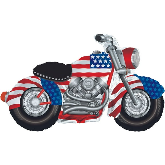 47" x 27" Motorcycle Shaped Balloon with USA Flag