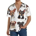 thumbnail image 1 of Balery Happy Dog Faces Collage Camisa Casual de Manga Corta con Botones para Hombre, Texturizada, Estilo Cubano, para Playa, Verano-XX-Large, 1 of 5