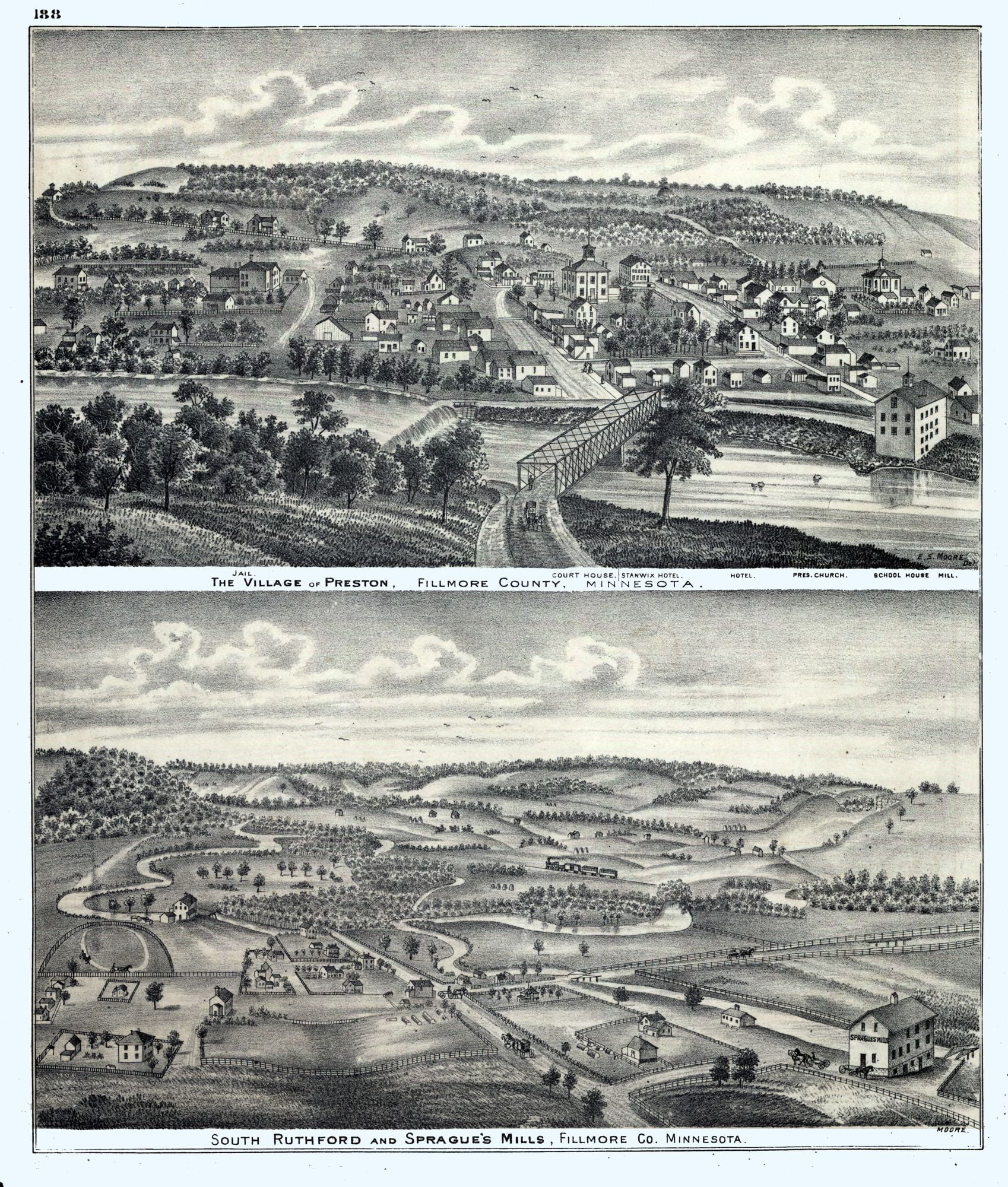 Preston Minnesota Moore 1874 23.00 x 27.09 Matte Canvas