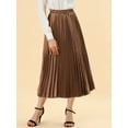 thumbnail image 6 of INSPIRE CHIC Women's Skirts Metallic Elastic Waist Midi Pleated Party Skirt S Brown, 6 of 9