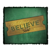 Polar Express Blanket, 50'x60' Believe Ticket Woven Tapestry Cotton Blend Fringed Throw