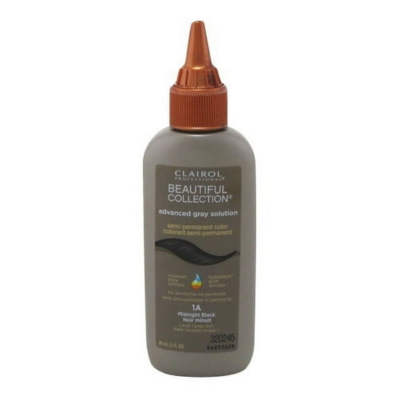 Beautiful Collection Advanced Gray Solution Semi Permanent Hair Color 1A Midnight Black By Clairol, 3 Oz, 6 Pack