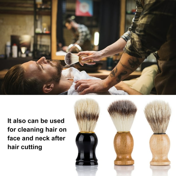 Premium Wood-Handle Shaving Brush-Face Beard Cleaning Tool with Soft Badger Hair Bristles