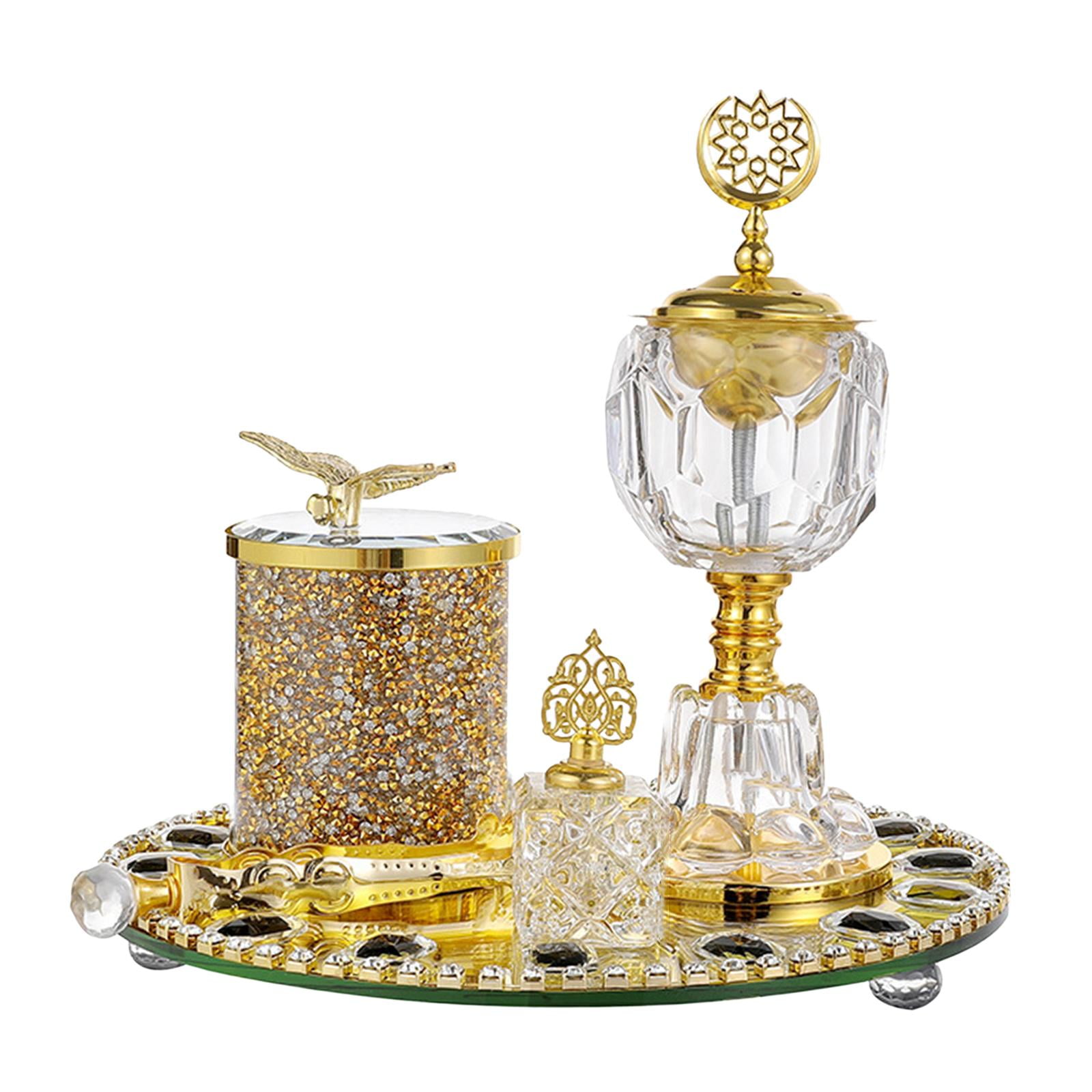 WLPZXP Arabic Incense Burner Set, Incense Holder, Centerpiece Ornament, Clear Glass for