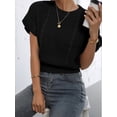 thumbnail image 6 of Gynyvoja Women'S Ruffled Short Sleeve Round Neck Knitted Top Pullovers Sweater Black XL, 6 of 8