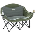 thumbnail image 1 of Outsunny Double Camping Chair, Padded Camp Chair w/ Cup Holders, Dark Green, 1 of 10