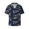 thumbnail image 2 of Lsque Hand Drawn Rockets print Men's Cuban Collar Short Sleeve Shirt Summer Beachwear Casual Button Down Fashionable Vacation Leisure Shirt-Small, 2 of 7