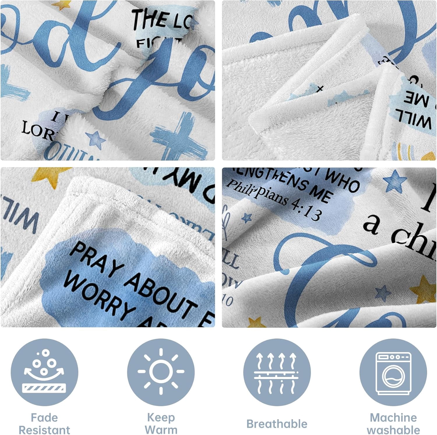 Baptism Gifts for Boys, I Am a Child of God Blanket, Christian Gifts for Boys Birthday, Christmas Inspirational Catholic Christening Gift for Men, Brother, Grandson, Teen Boys