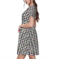 thumbnail image 3 of Lafuoo Black And White Houndstooth Pattern Women's Short Sleeve Dress, Elastic Waist with Pockets, Knee-length A-line Skirt, Summer Casual Wear-XX-Large, 3 of 8