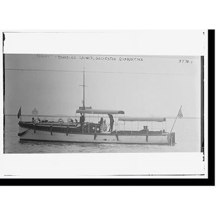 Historic Print, Boarding launch SEAWAY Galveston quarantine, 18" x 24"