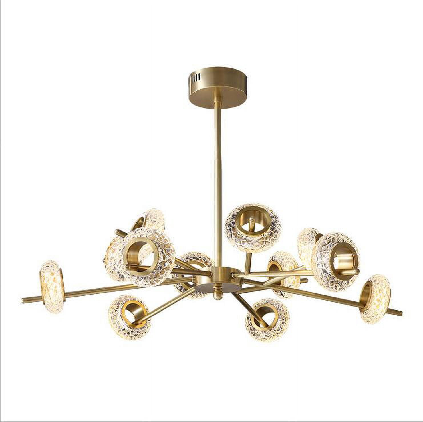 KPIBEST Mid Century Gold Sputnik Chandelier Large 12-Lights LED Chandelier Semi Flush Mount Ceiling Light Contemporary Round Dining Room Island Pendant Light Fixture