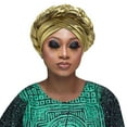 thumbnail image 2 of Bunenne Turbans for Women Head Wraps for Women Head Scarf Fashion Women Beading Braid Hat Muslim Ruffle Cancer Wrap Cap Sleep Caps Satin Lined Hair Bonnets Head Coverings for Women Gold One Size, 2 of 3