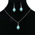 thumbnail image 5 of vnanda Ethnic Style Necklace Earrings Set 2pcs/set Ethnic Style Faux Turquoise Necklace Earrings Set Women's Shining Rhinestones Inlaid Pendant Jewelry, 5 of 8