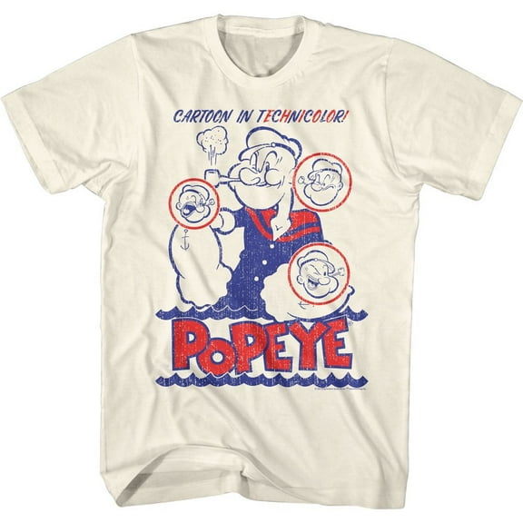 Popeye Cartoon In Technicolor Natural T-Shirt