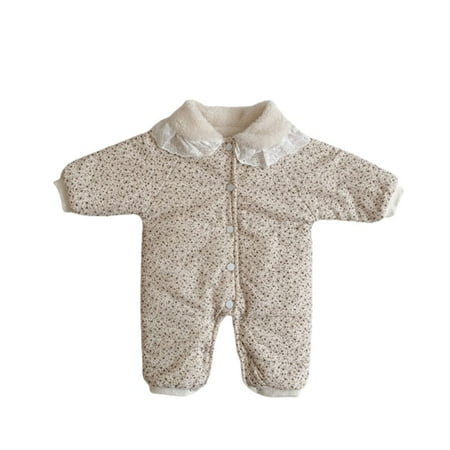 

Utoimkio Baby Girl Rompers 12-18 Months Baby Quilted Thickening Jumpsuit Autumn and Winter Clothes Floral Warm Cotton Clothes Romper Romper Baby Outing Clothes