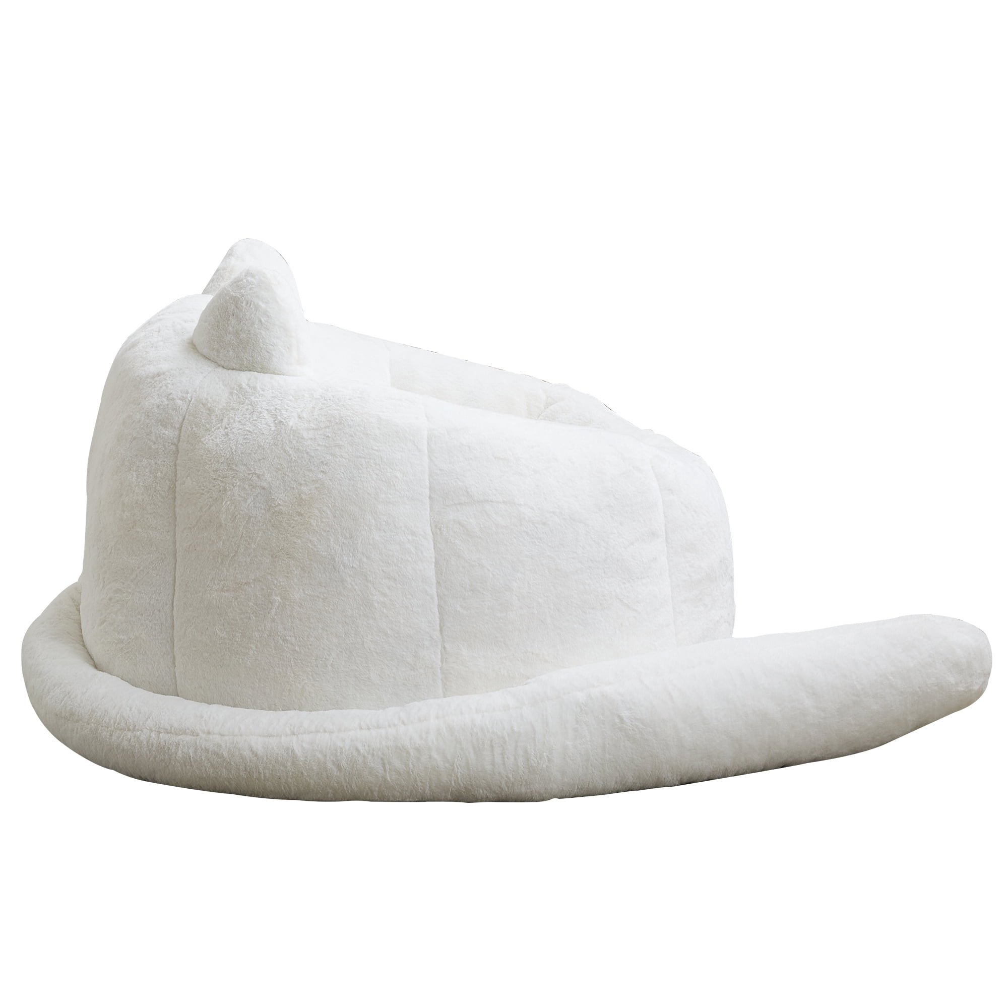 Peispie Giant Cat-Shaped Bean Bag Chair with Long Tail, Cute Comfy Floor Sofa Lounge Chair for Adults & Kids, High-Density Memory Foam Filled Accent Reading Chair for Bedroom, No Assembly, White