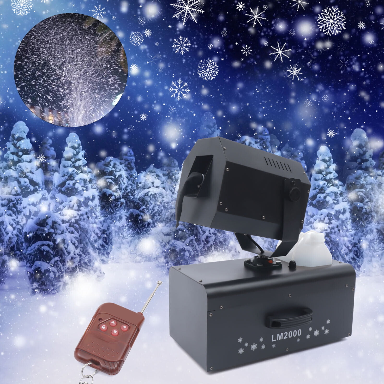Miumaeov 2000W Snow Machine Snowflake Maker Machine Snow Jetter Stage DJ Party Effect w/Remote