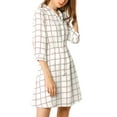 thumbnail image 3 of MODA NOVA Junior's Plaids Tie-Bow Neck 3/4 Sleeves Above Knee Dresses, 3 of 7