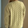thumbnail image 5 of HTNBO Women's Cable Knit Cardigan Sweaters Long Sleeve Button Down Crewneck Jackets Loose Casual Ribbed Knit Sweater Coats, 5 of 5