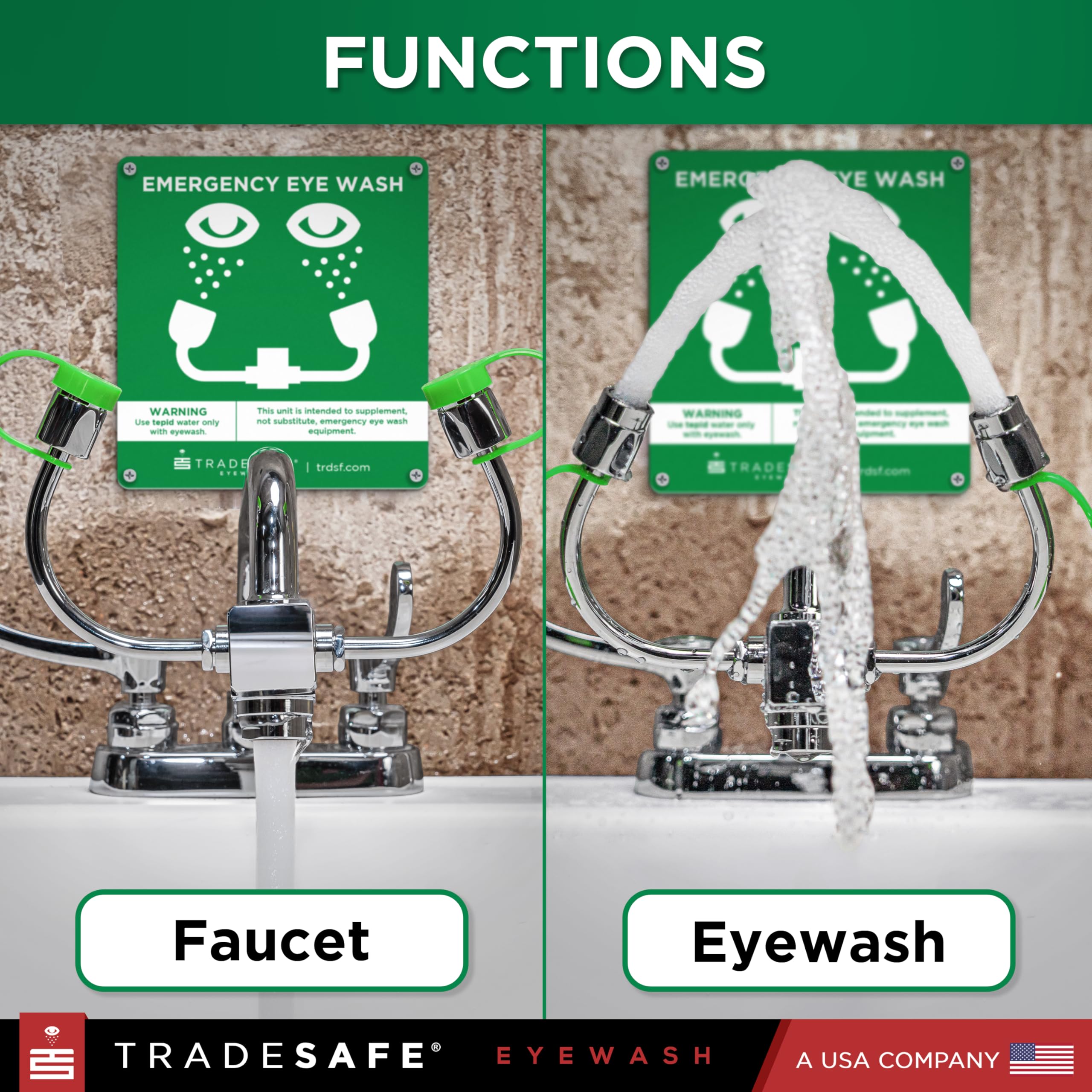 TRADESAFE Faucet Mount Eye Wash Station, Emergency Eye Wash Station OSHA Approved, ANSI Compliant