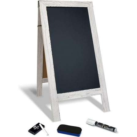 Magnetic A-Frame Chalkboard Sign, Oversized 20" x 40", Standing Chalkboard Easel, White