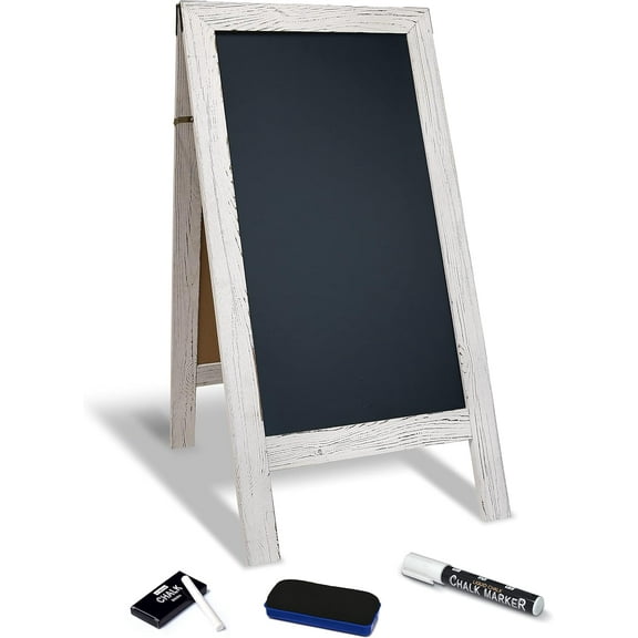 Magnetic A-Frame Chalkboard Sign, Oversized 20" x 40", Standing Chalkboard Easel, White