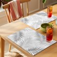 thumbnail image 4 of Gray Palm Leaf Placemats Set of 12 Tropical Botanical Leaves Minimalist Place Mats Indoor Wipeable Table Mats Washable Cloth Dining Table Placemats for Kitchen Holiday Party Home Decor 13x19 Inch, 4 of 9