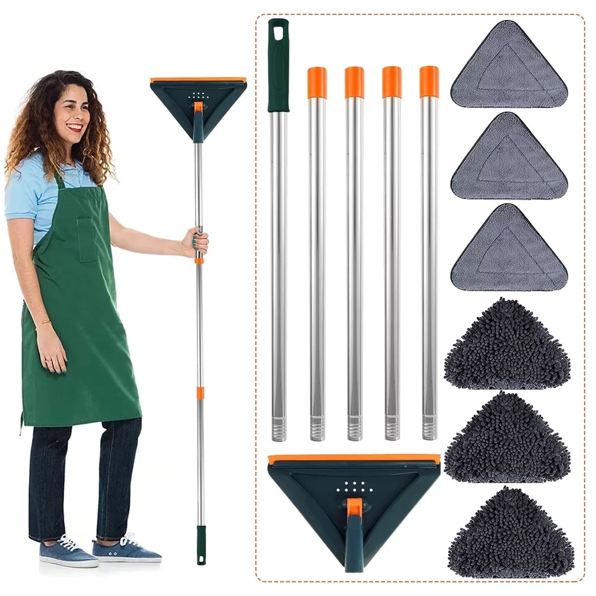 Hinzonek85" Wall Mop Wall Cleaner with Long Handle , 360 Rotating Microfiber Dust Mop Triangle Wet and Dry Dust Mop for Ceiling Window Washer, Cleaning Wall and Baseboard Duster