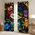 thumbnail image 2 of Homewish Hippie Graffiti Blackout Curtains Set of 2 (52x84 Each) for Kids Teens Adults,Hip Hop Splash Window Curtains,Abstract Art Curtains and Drapes,Super Cozy Room Decor, 2 of 6