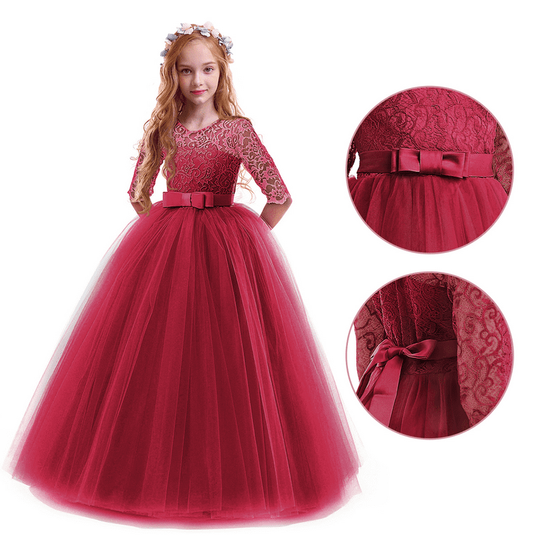 3-14 Years Girls Dress Princess Wedding Party Evening Baby Girl Lace Dress  For Kids Christmas Clothes Elegant Teen Girl Vestidos