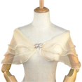 thumbnail image 2 of YAOBAMM See-through Mesh Shawl Bridal Shawl See through Mesh Buckle V Neck Romantic Soft Lightweight Wedding Party Prom, 2 of 7
