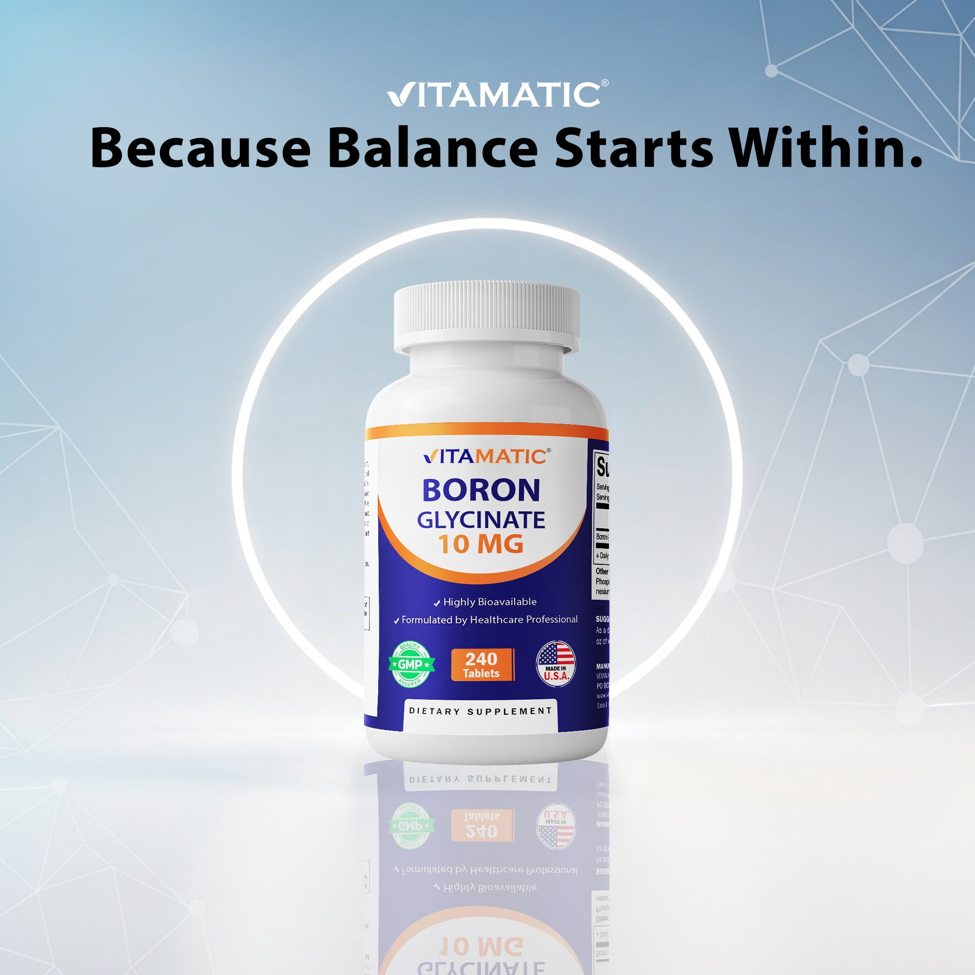 Vitamatic Chelated Boron Supplement, 10mg, 240 Tablets