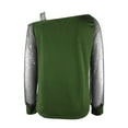 thumbnail image 6 of HNMKIU Women Casual Long Sleeve T Shirts for Women Rhinestone Sequin Net Yarn Off Shoulder Strap Top for Party 1-Green,M, 6 of 6